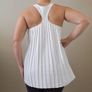 Athleta White Sojourn Pleated Back Tank